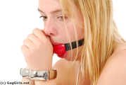 GG02 - Eva in red ball gag and handcuffs