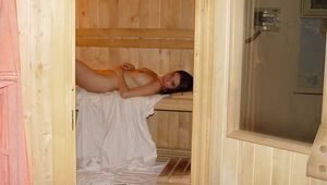 Getting steamy and toying in the sauna