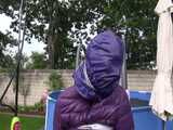 Watch Sandra bound and gagged in her shiny nylon Downjacket nylon hooded.