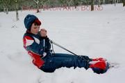 Jill tied, gagged and hooded outdoor in the snow wearing sexy oldschool downwear (Pics)