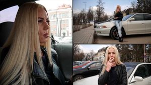 Ekaterina is smoking while driving her car