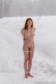Naked barefoot Greta is tightly bound in snow - Photos