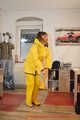 Our new Model in Miss Clara in yellow raingear