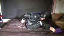 Ronja tied and gagged in shiny nylon Downwear