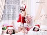 [From archive] Lucky, Nelly, Xenia - Santa’s little helpers hogtied and wrapped up on a bed 1