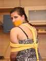 Indigo - curvaceous brunette cutie fed up with food, enjoys bondage in the kitchen