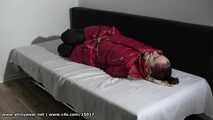 Ivette - tied and gagged in red downcoat