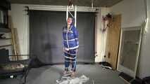 New! Alice tied and gagged in shiny nylon Rainwear and PVC Raincoat. PVC is ripped off.