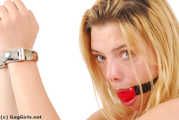 GG02 - Eva in red ball gag and handcuffs