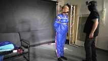 Ms. Ungeniert asked for good Spanking, tied and gagged in PVC (Plastic) Sauna Suit