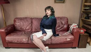 1037 Strawberry in Blouse and Barefoot Sofa Hogtie