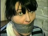 22 YEAR OLD DEREK IS WRAP TAPE GAGGED, BALL-TIED, TOE-TIED, DROOLING UPSKIRT, RED PANTIES & PANTYHOSE (D46-14)
