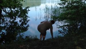 Secretly naked at the lake