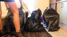 Merida & Hannah - Trash bag cleaning with bondage (BTS)
