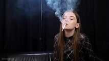 18 y.o. Margarita is smoking two 120mm all white cigarettes in a row