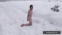 Naked barefoot Greta is tightly bound in snow - Part 2