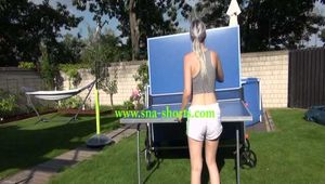 Watch Chloe enjoying the Summer in her shiny nylon Shorts