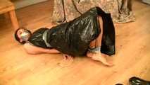 [From archive] Vijaya - captured and hogtaped in her trash bag dress (video)