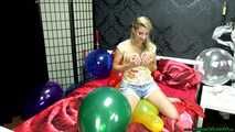 sensual and busty balloon popping