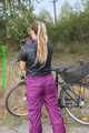 Watch Sandra riding her bike enjoying her shiny nylon Rainwear