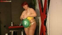 Balloon fun in a bathing suit