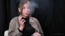 19 years old Alina is smoking cork Marlboro Red