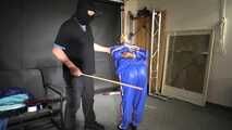 Ms. Ungeniert asked for good Spanking, tied and gagged in PVC (Plastic) Sauna Suit