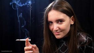 18 y.o. Margarita is smoking two 120mm all white cigarettes in a row