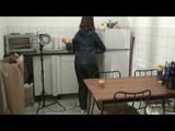 Being with Alina in the kitchen wearing supersexy black rainwear (Video)