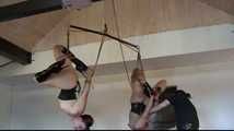 Yvette Costeau - Her USA Challenges - The Ultimate Double Suspension with Claire Adams - tied by Damon Pierce