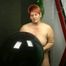 Naked with big black balloon