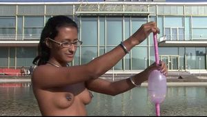 Naked tits and long balloon