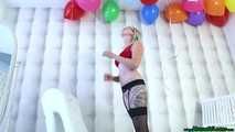 helium popping session in lingerie