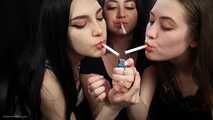 Smoking kisses party with 3 girls
