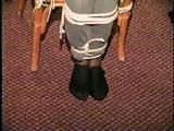 BLACK FEISTY & CUTE SARAH IS MOUTH STUFFED, CHAIR TIED, CLEAVE GAGGED & TIGHTLY HANDGAGGED (D58-11)