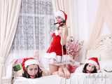 [From archive] Lucky, Nelly, Xenia - Santa’s little helpers hogtied and wrapped up on a bed 1