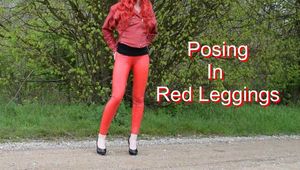 Posing In Red Leggings