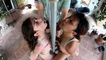 2 Girls on  the metal Chair