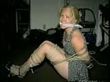 38 Yr OLD LESBIAN CASHIER BALL-TIED, PANTY MOUTH STUFFED & CLEAVE GAGGED (D38-2)