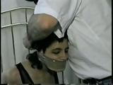 18 Yr LATINA ZARR GAGS, LICKS & SMELLS HER OWN TOES & FOOT IS WRAP TAPE GAGGED & HOG-TIED (D42-4)