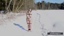 BBW Natasha in the snow bondage