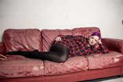 Roxie in Check Shirt and Tights Hogtie