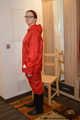 Bondage in  red nylon rainwear