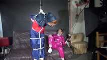 SEXY RONJA being tied and gagged and hooded from Sexy Stella both wearing sexy shiny nylon rainwear (Video) 