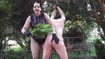 Whips and crass Cbt with nettles in rubber boots