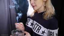 18 y.o. Angelina is smoking two 120mm all white cigarettes