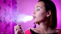 Beautiful Yulia is smoking 120mm cork cigarette