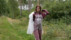 Miss Petra takes a walk in an AGU rain suit, transparent rainsuit and rubber boots