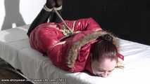 Ivette - tied and gagged in red downcoat