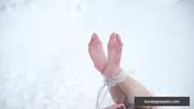 Naked barefoot Greta is tightly bound in snow - Part 2